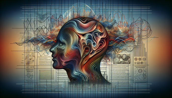 A surreal head with sound waves showing buzzing, hissing, roaring, and chirping against a chaotic daily life background.